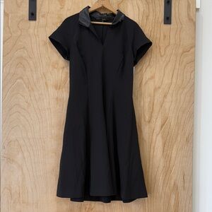 Chic Black Midi Dress with Collar Detail
